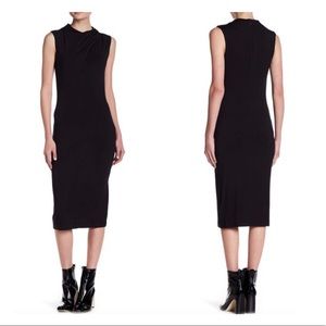 Kendall & Kylie Black Midi Front Twist Dress - LBD